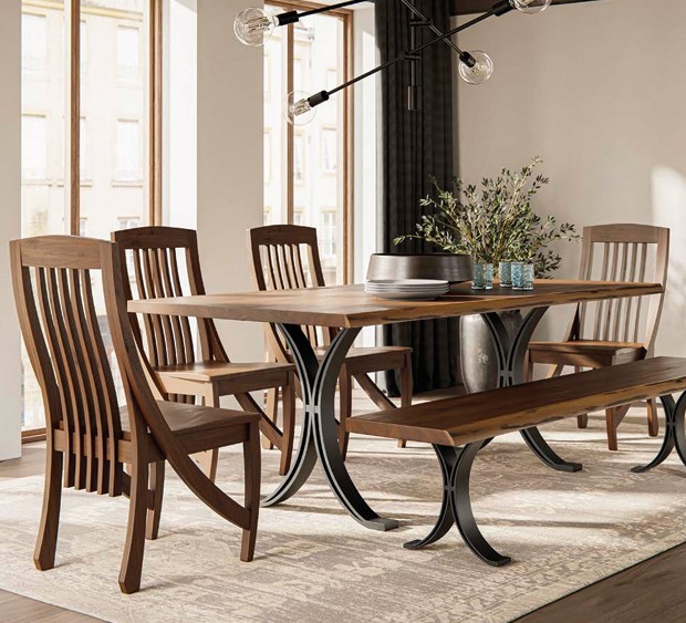 Solid wood Amish live edge dining table